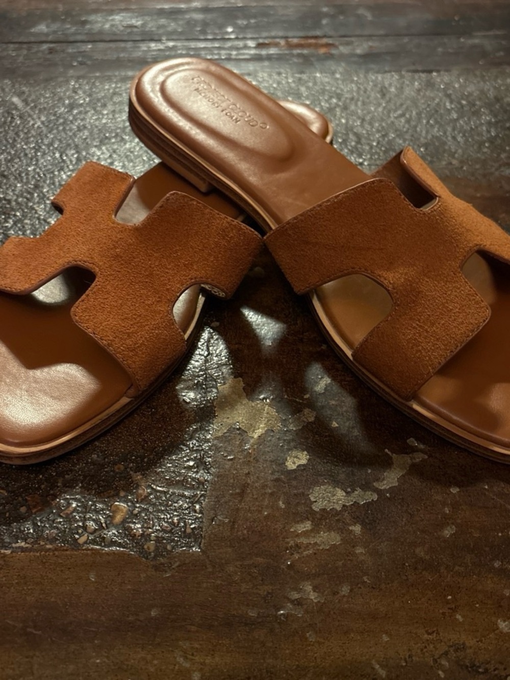 Brown Suede Men's Slide Sandals - Classic Open-Toe Slip-On